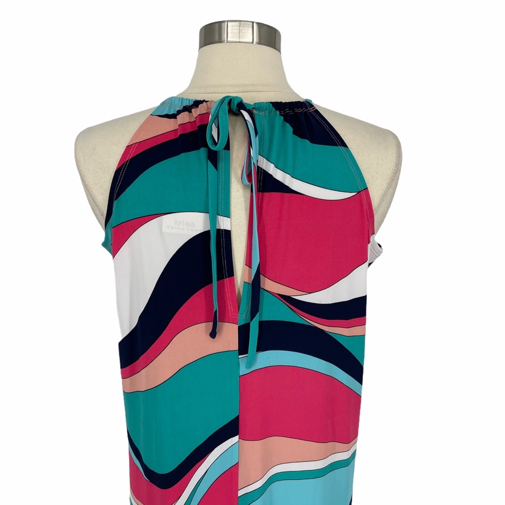 Trina Turk Milian Wave-Print Maxi Dress Size S K48 - Picture 4 of 8